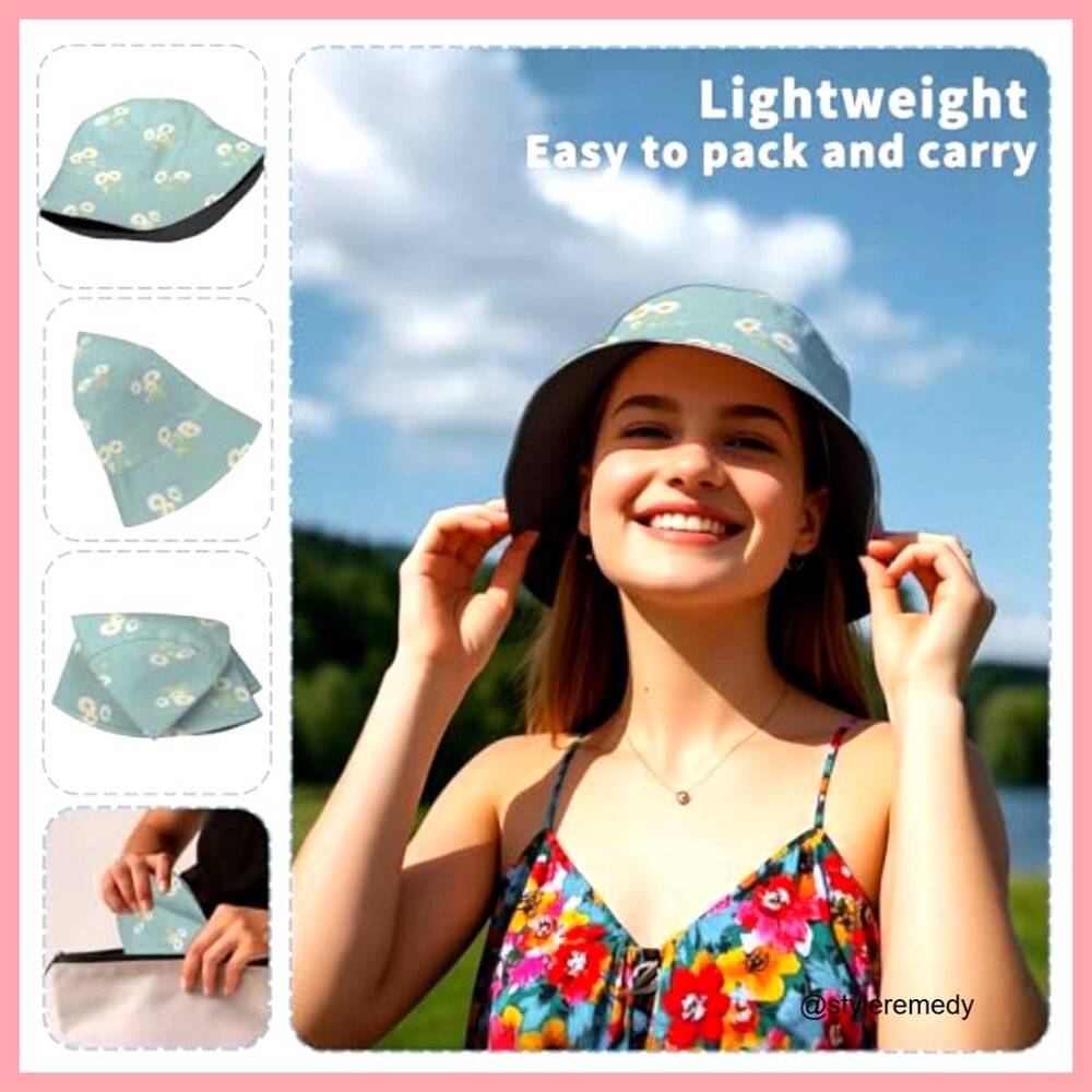 Reversible Bucket Hat Cotton Polyester Packable S… - image 5